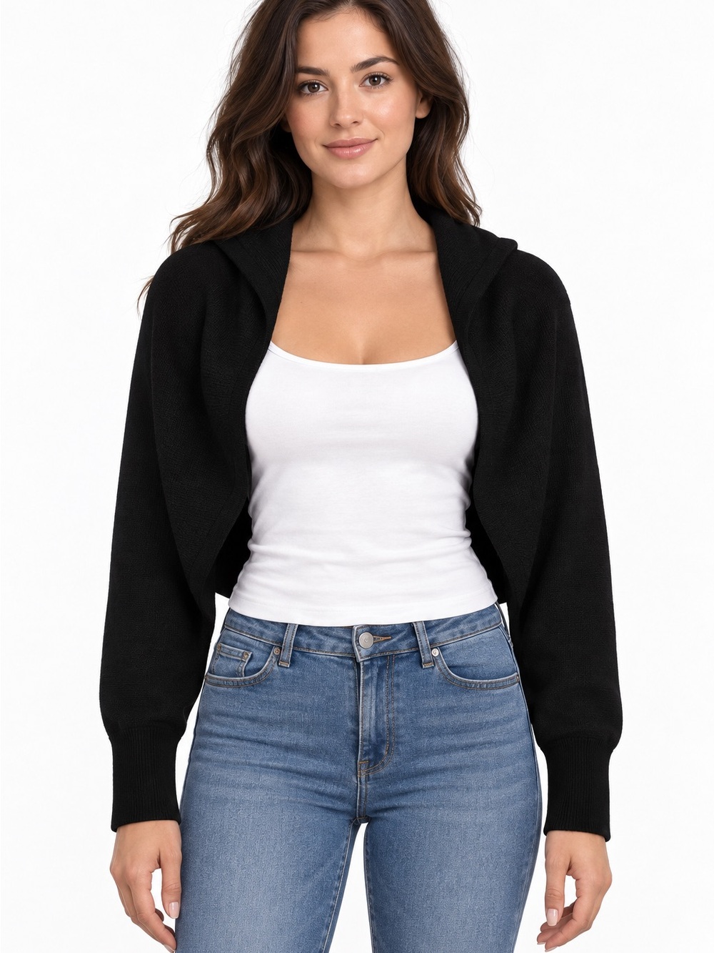 Wild Fable Hooded Bolero Shrug in black medium